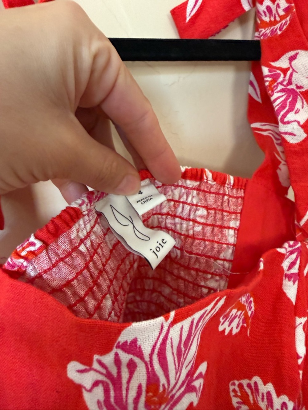 Joie Red Floral Linen Matching Set Top Size 4 Shorts Size 2 Boho Summer - Picture 9 of 11